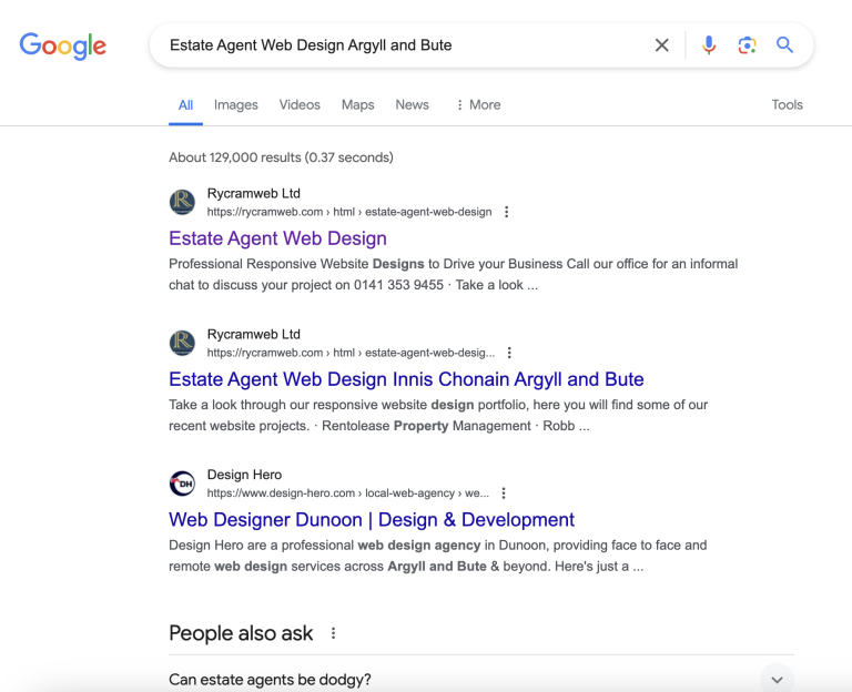 Estate Agent Web Design Argyll and Bute