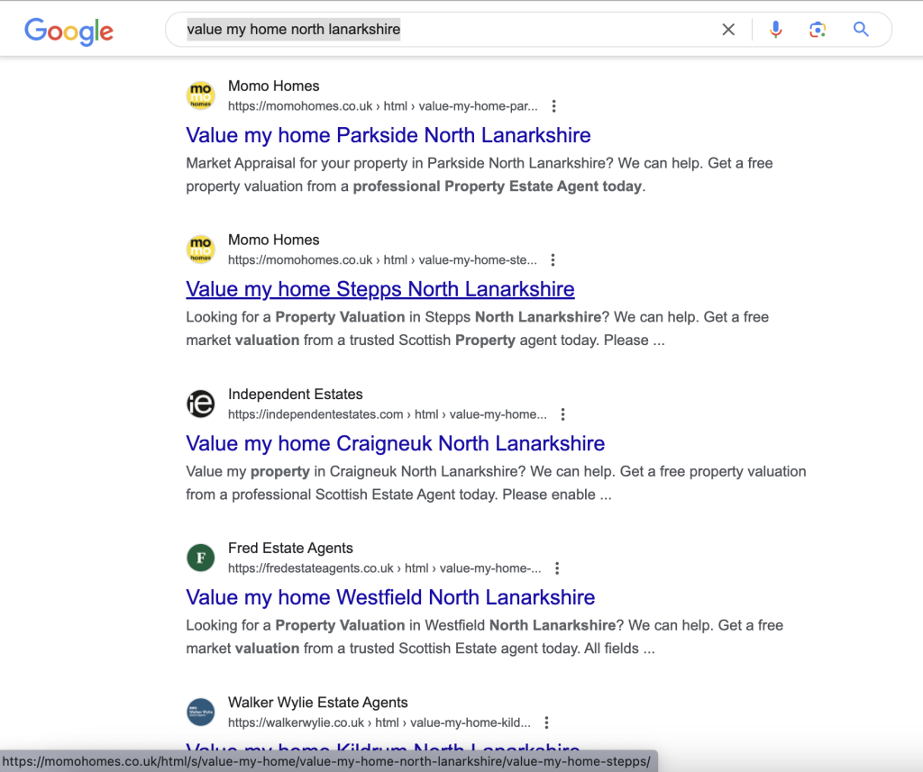 Value my home North Lanarkshire