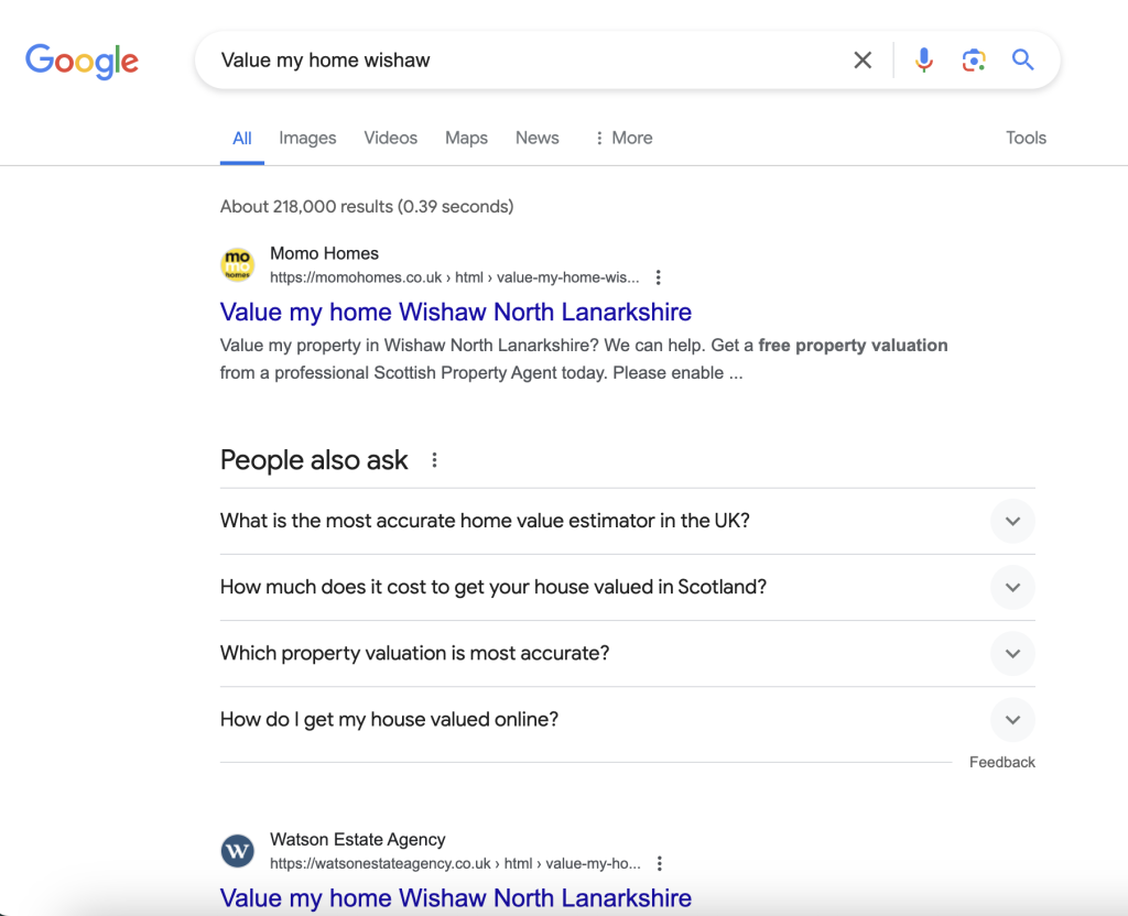 Value my home Wishaw