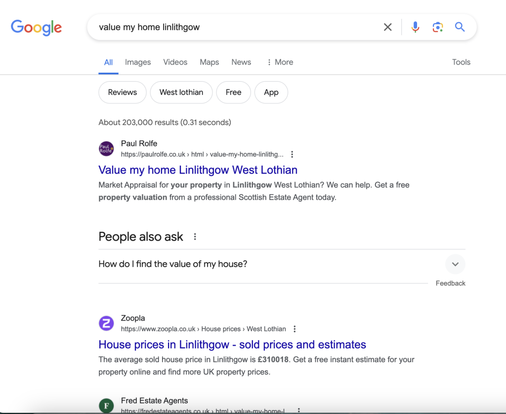 Value my home Linlithgow