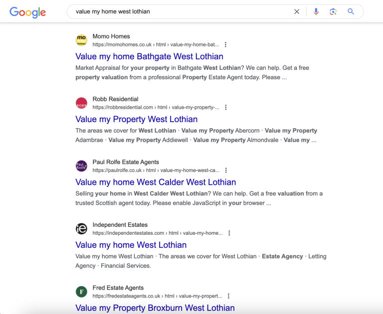 Value my home West Lothian