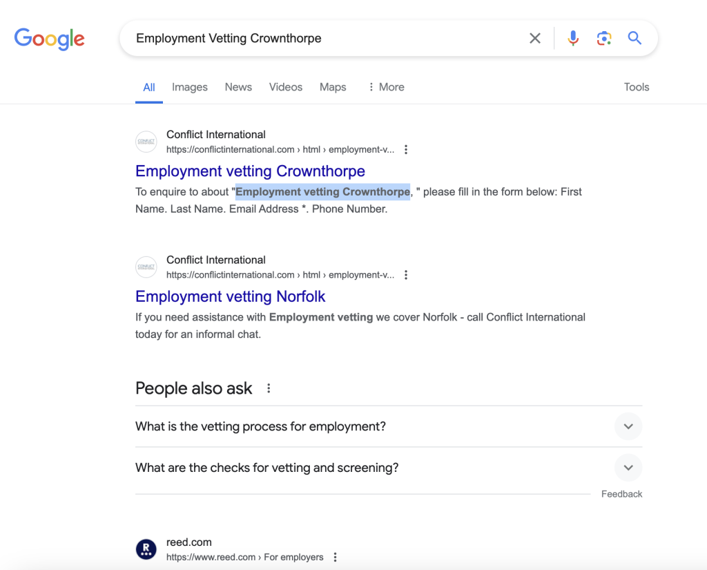 Employment vetting Crownthorpe