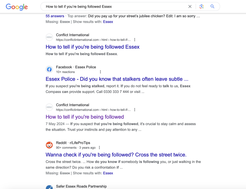 How to tell if you're being followed Essex