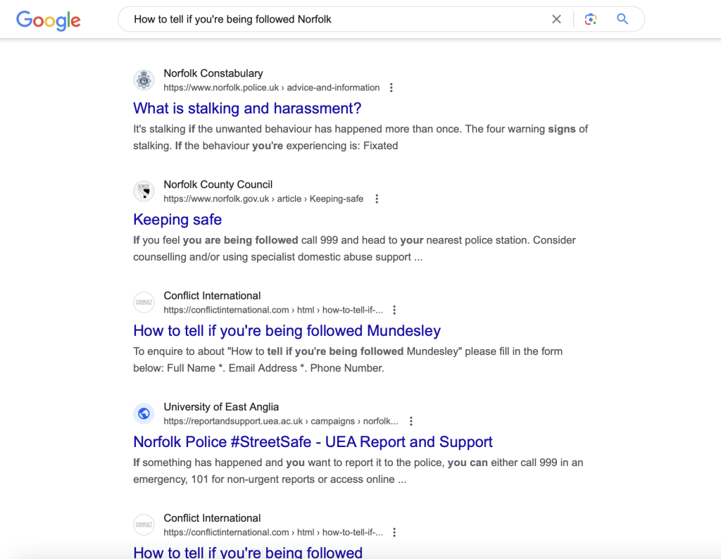 How to tell if you're being followed Norfolk