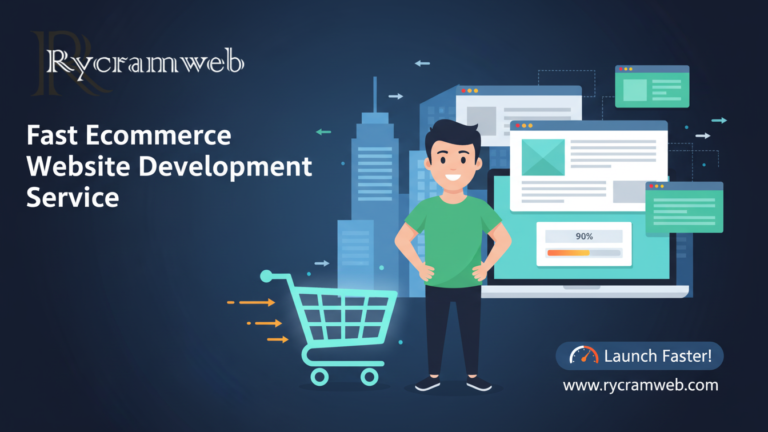 Illustration of modern ecommerce website service, representing Rycramweb’s fast and conversion-focused website design service.