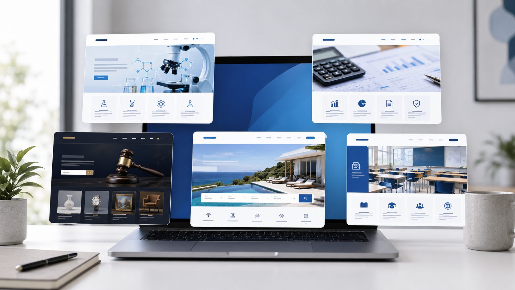 laptop website cards design n screens